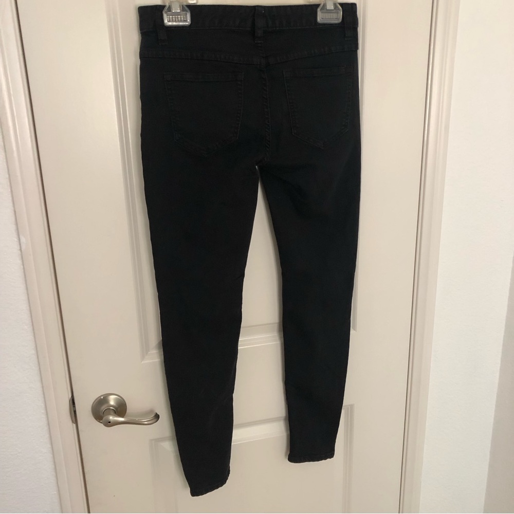 Free People-High Rise Busted Knees Skinny Jeans-26 distressed black stretch - Picture 12 of 13